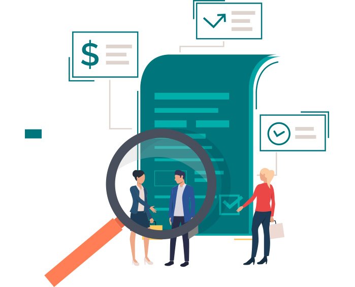 Certified auditors reviewing financial documents for audit
and assurance services in the UAE